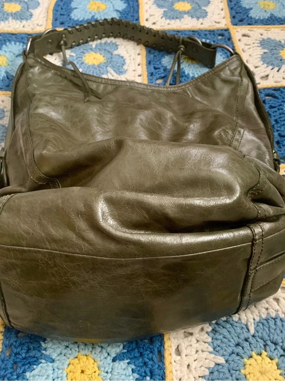 Francesca Biasia Y2K Olive Green Slouchy Hobo with Braided Strap HandBag